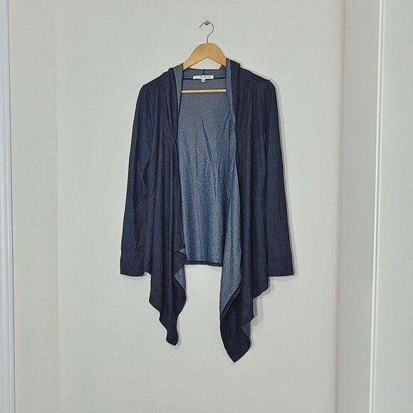 Studio Mote Women's Navy Blue Long Sleeves Open-Front Waterfall Cardigan Size XL - Picture 1 of 9